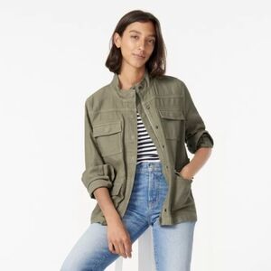 J. Crew Garment-Dyed Military Jacket Size Small Utility‎ Field Travel Green